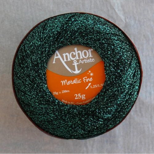 Anchor Metallic Fine 322 čierna+zelený lurex